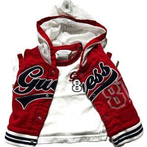 New Guess Red & White Vest & Matching T-Shirt Baby Clothes Size 0 to 3 Months